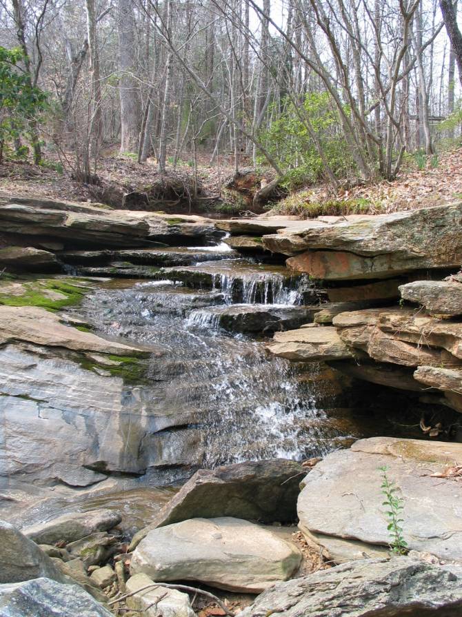 Old 2004 photo of NJLC outdoor chapel waterfall